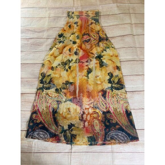 Lapis Women's Yellow Floral Sleeveles Sundress Maxi Summer Dress - One Size - Picture 9 of 12